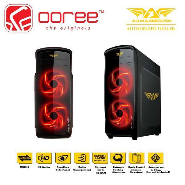 GENUINE ARMAGGEDDON VENUS V3FX GAMING TOWER DESIGN SEE THRU TRANSPARENT SIDE PANEL WITH FULLY BLACK COATED CHASSIS WITHOUT PSU Malaysia