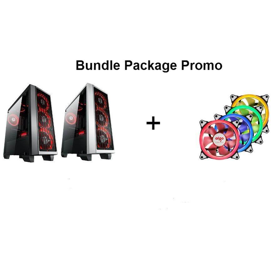 Aigo Starship II Black Chassis + 3 Pcs Eclipse Led Fan Bundle Package Promo Malaysia