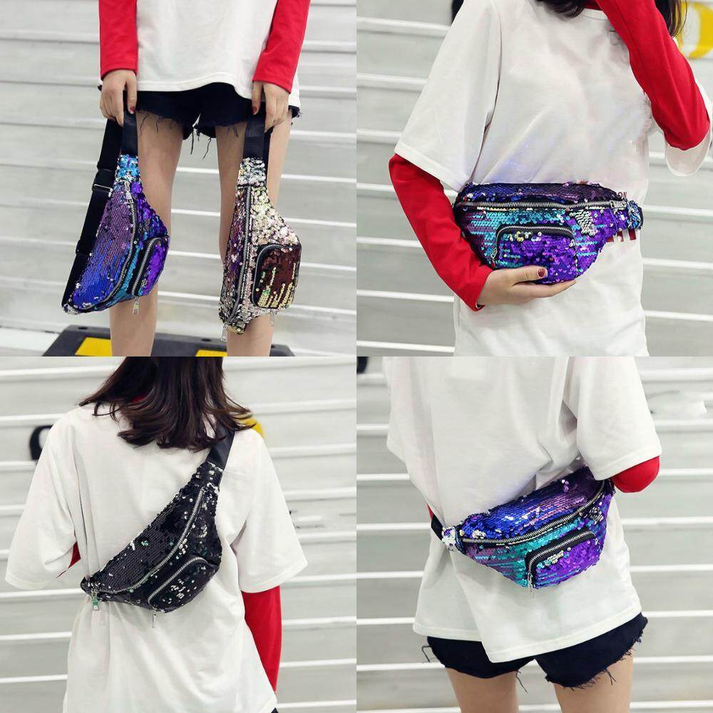 1 ชิ้นแฟชั่นใหม่ 3 สีกระเป๋าเข็มขัดกระเป๋าสตางค์เงาเทศกาลแพ็ค Fanny Bum วันหยุด - INTL