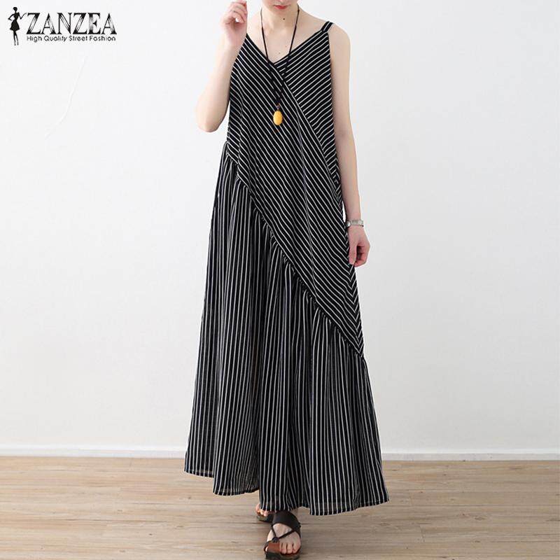 ZANZEA ผู้หญิงสปาเก็ตตี้สายรัดชุดจั๊มสูทเปิดหลังขากว้างลายชุดเด็กเล็ก PLUS