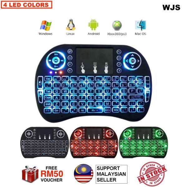 (FREE KEYBOARD BATTERY) WJS I8 Mini 2.4Ghz Wireless Touchpad Keyboard With Mouse For Pc, Tablets, Xbox, Playstation, Google Android Tv Box, Htpc, Iptv (Black) Malaysia