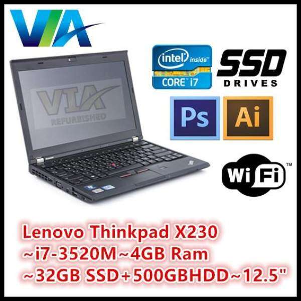 Refurb Lenovo Thinkpad X230 Ultrabook~Core i7~4Gb~32Gb SSD+500Gb HDD~W10 Malaysia