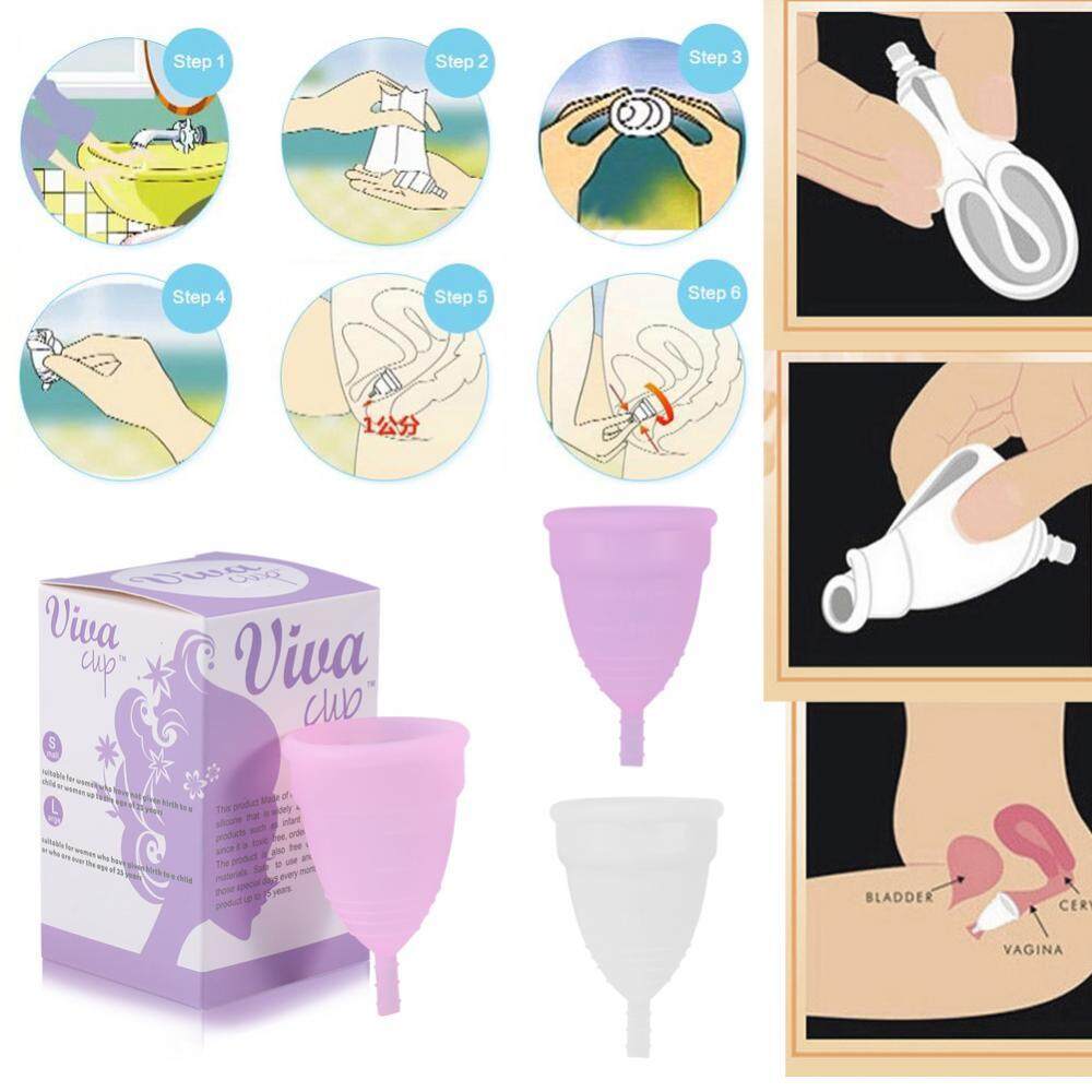 Reusable Silicone Female Leakproof Menstrual Cup Menstruation Health Care Tool(Purple L)