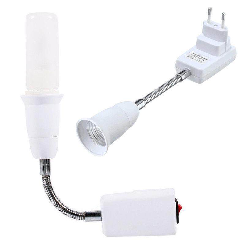 E27 Đui đèn LED Ánh Sáng Đa Năng Linh Hoạt Điều Chỉnh Adapter Chuyển Đổi Ổ Cắm có Công Tắc Châu Âu Quy Định Cắm