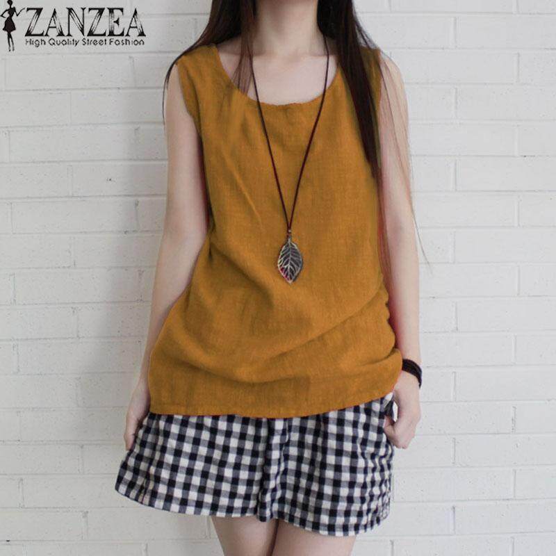 ZANZEA Women Sleeveless Tank Tops Casual Solid Blouse Shirt Tops Cami Camisole - intl