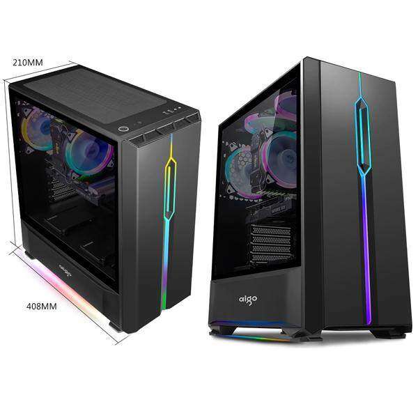 Aigo T20 Full Side Window Tempered Glass With Front & Bottom RGB Strip (CASING ONLY) Malaysia