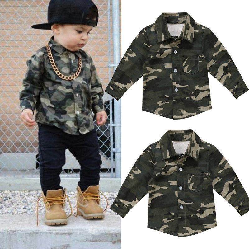 แฟชั่นเด็กวัยหัดเดิน Boys Camo เสื้อแขนยาวเสื้อยืดเสื้อผ้า - INTL แฟชั่นเด็กวัยหัดเดิน Boys Camo เสื้อแขนยาวเสื้อยืดเสื้อผ้า - INTL