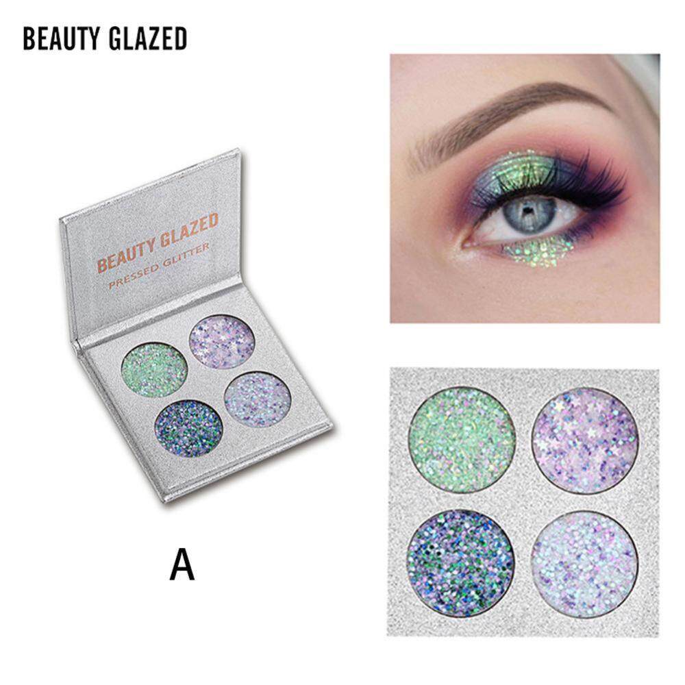 Beauty Glazed 4 Colors Diamond Sequins อายแชโดว์ Palette Natural Makeup Shadow - intl