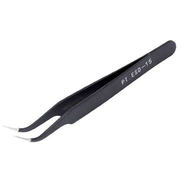Anti-Static Stainless Steel Cosmetic Tweezer with Curve Head for Nail Art (Black) Philippines