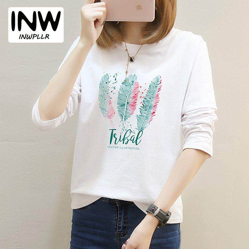 INWPLLR ฤดูใบไม้ร่วงเสื้อยืดสำหรับผู้หญิงแฟชั่นแขนยาวตัวอักษรง่ายๆเสื้อยืดเสื้อผ้าผู้หญิง Tees น่ารัก Feather พิมพ์เสื้อเสื้อยืดสตรี INWPLLR ฤดูใบไม้ร่วงเสื้อยืดสำหรับผู้หญิงแฟชั่นแขนยาวตัวอักษรง่ายๆเสื้อยืดเสื้อผ้าผู้หญิง Tees น่ารัก Feather พิมพ์เสื้อเสื้อยืดสตรี