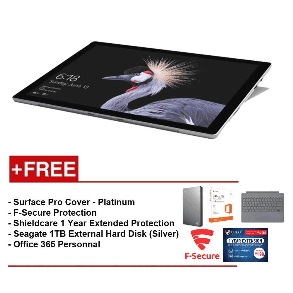 NEW Microsoft Surface Pro - Core i5 8G/256GB Free Surface Pro Type Cover (Platinum) + Shieldcare 1 Year Extended Warranty + F-Secure EndPoint Protection + Seagate 1TB External Hard Disk(Silver) + Office 365 Personal Malaysia