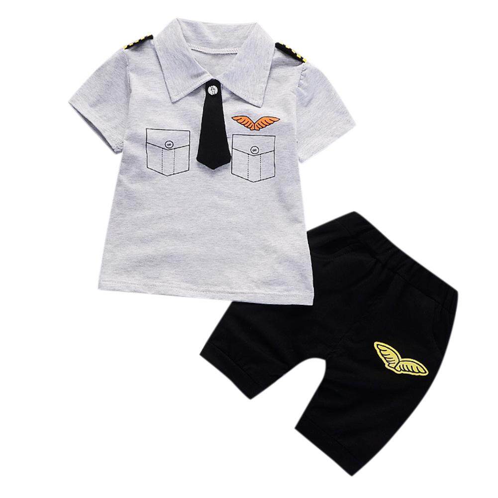 2 Pcs/Set Baby Toddlers Newborns Boys Gentleman Set Tie Epaulettes T-shirt + Shorts 2 Pcs/Set Baby Toddlers Newborns Boys Gentleman Set Tie Epaulettes T-shirt + Shorts