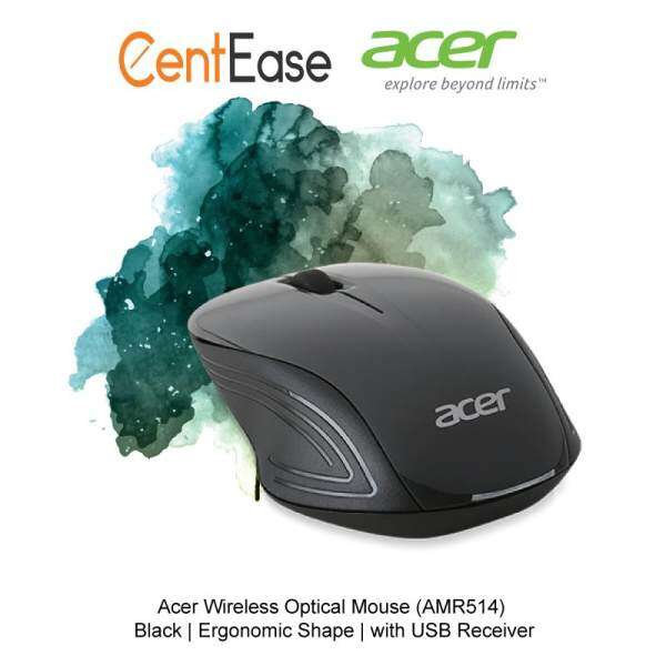 Acer Wireless Optical Mouse (AMR514) - Black | Ergonomic Shape | with USB Receiver Malaysia