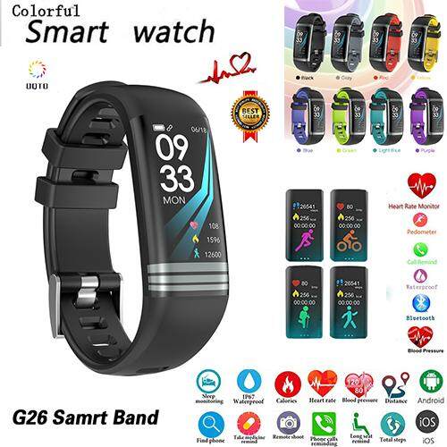 G26 เครื่องมือติดตามการออกกำลังกายอัจฉริยะสร้อยข้อมือหน้าจอสี IP67 กันน้ำโหมดกีฬาหลาย (เจ็ดสีชนิด)