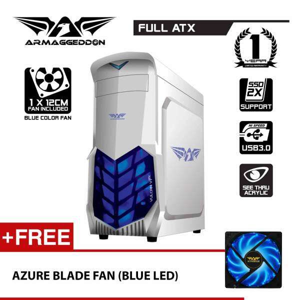 Vulcan V1x Full ATX Gaming PC Chassis (White) Free Azure Blade Fan By Armaggeddon Malaysia