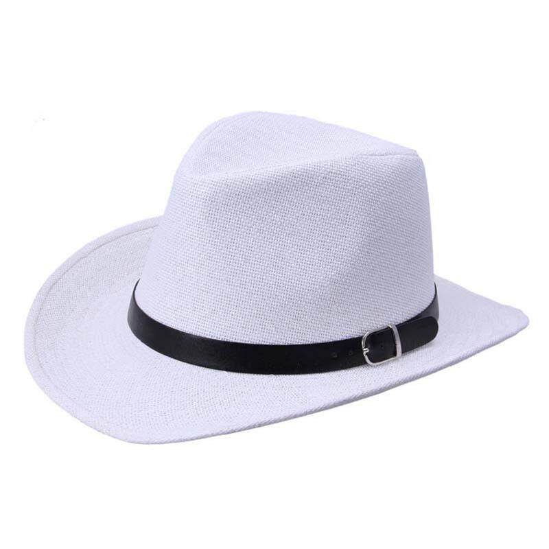 Summer Men Hat Straw Hat Cowboy Hat Fashion WESTERN COWBOY Cavalry Hatband HOT White Summer Men Hat Straw Hat Cowboy Hat Fashion WESTERN COWBOY Cavalry Hatband HOT White