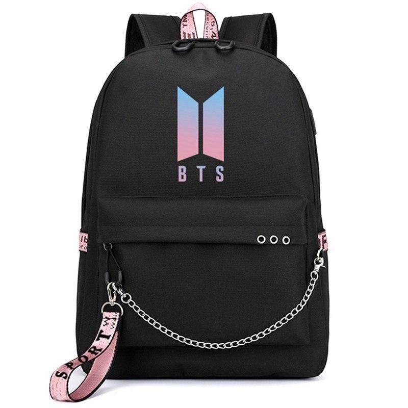 Hequ บอยสเก๊าท์กันกระสุนกระเป๋าเป้สะพายหลัง BTS BTS ผ้าใบลายพิมพ์สะพายหลังกระเป๋านักเรียนสำหรับชายหญิงเดินทางกระเป๋าเป้แล็ปท็อป