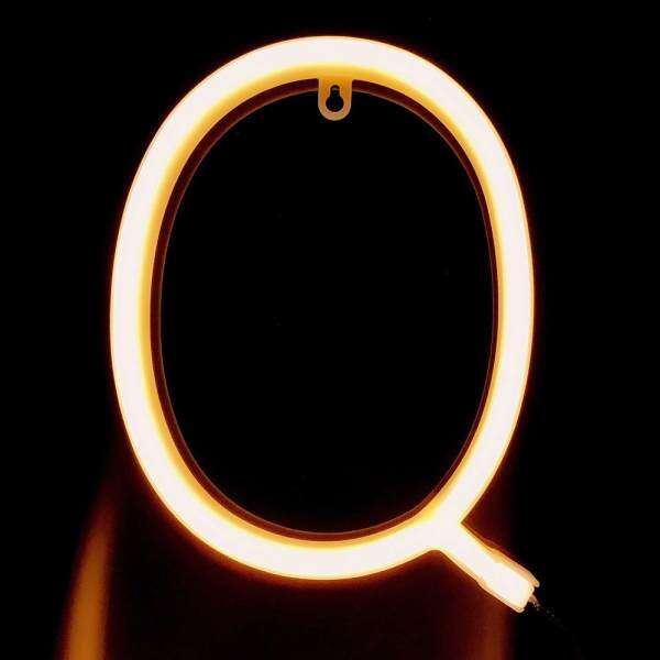 Letter Lamp Operated Powered Q Shape Warm White for Home Party Decoration Cafe Shop Restaurant Wedding Function Lamp Shades Q