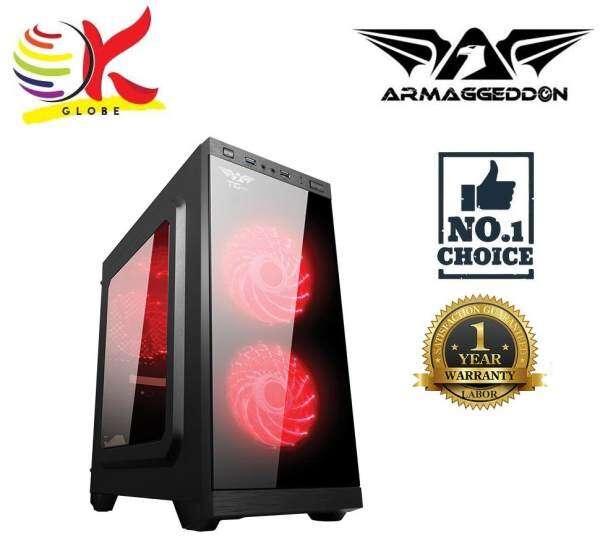 ARMAGGEDDON T1G PRO MICRO ATX GAMING CHASIS PC CASING FULL VIEW TRANSPARENT FRONT SIDE PANEL DESIGN Malaysia