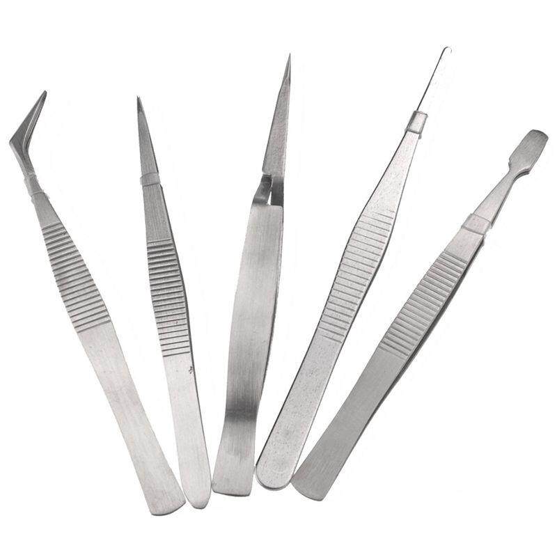 5 - in - 1 สแตนเลสแหนบความแม่นยำสูงชุดเครื่องมือซ่อม (Silver) - INTL 5 - in - 1 สแตนเลสแหนบความแม่นยำสูงชุดเครื่องมือซ่อม (Silver) - INTL