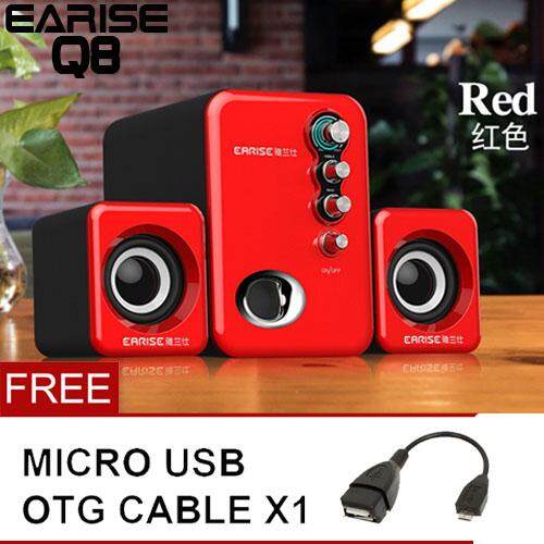 EARISE Q8 3D Stereo Sound Surround 2.1 Subwoofer USB Powered Speaker With Bass For PC/Laptop Malaysia