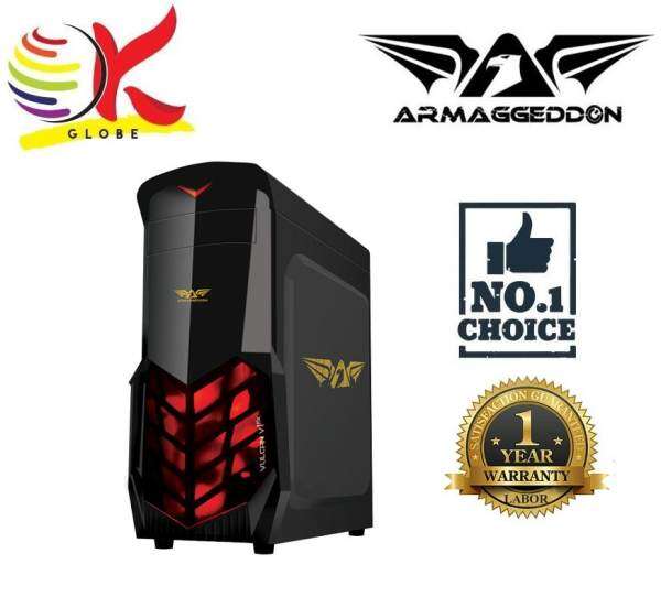 ARMAGGEDDON VULCAN V1X FULL ATX GAMING CHASIS BLACK COATED CHASSIS WITHOUT PSU SEE THRU TRANSPARENT SIDE PANEL Malaysia