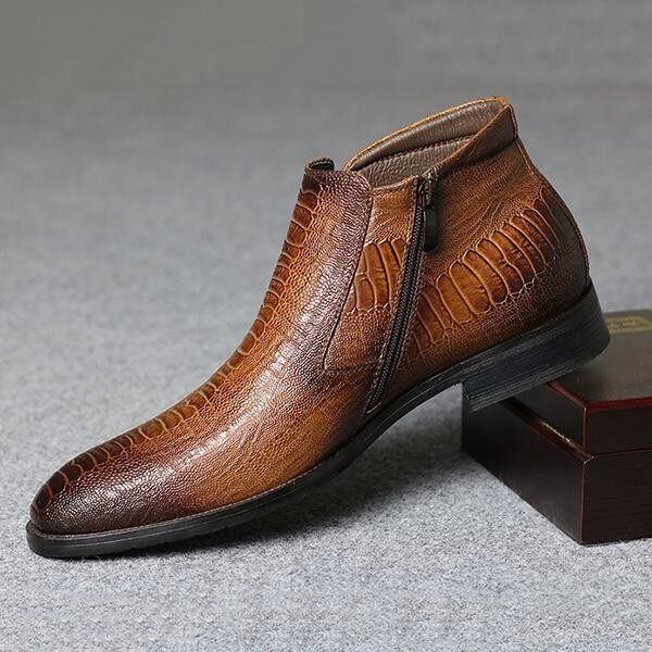 Fashion Large Size Men Crocodile Pattern Plush Lining Side Zipper Pointed Toe Ankle Boots Fashion Large Size Men Crocodile Pattern Plush Lining Side Zipper Pointed Toe Ankle Boots