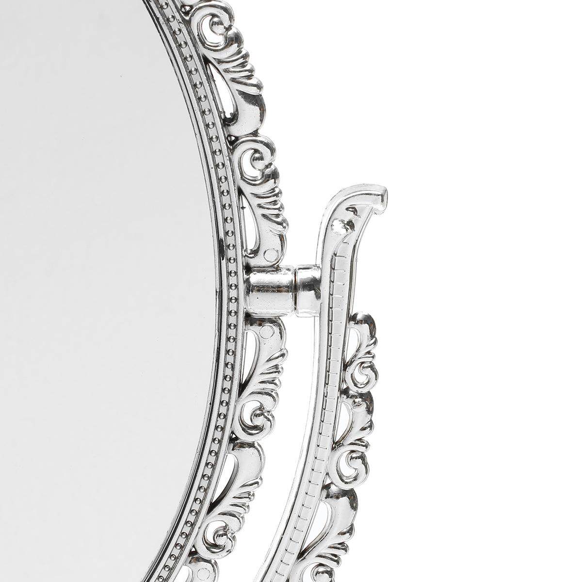 Vanity Mirror Oval shape 31cm silver vintage handheld Table Top MakeUp mirror（Silver）