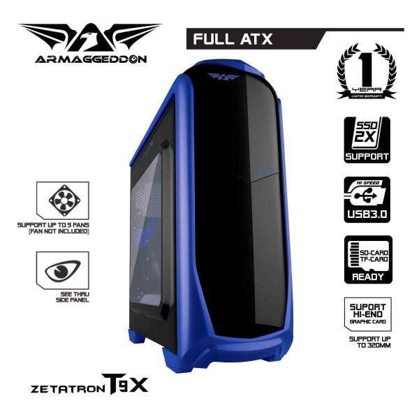 (CLEARANCE) Armaggeddon Zetatron T9X Gaming PC Chassis (Blue) Malaysia