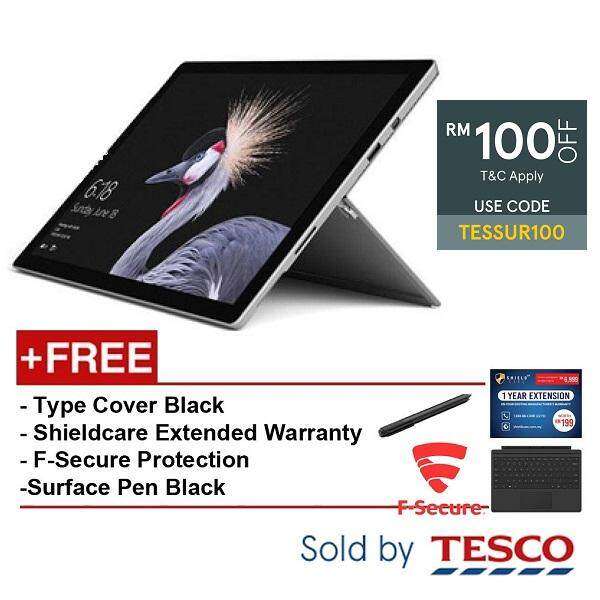 Microsoft Surface Pro (FJZ-00012) i5 / 8GB / 256GB + Type Cover Black + Extended Warranty + F-Secure + Pen Black Malaysia