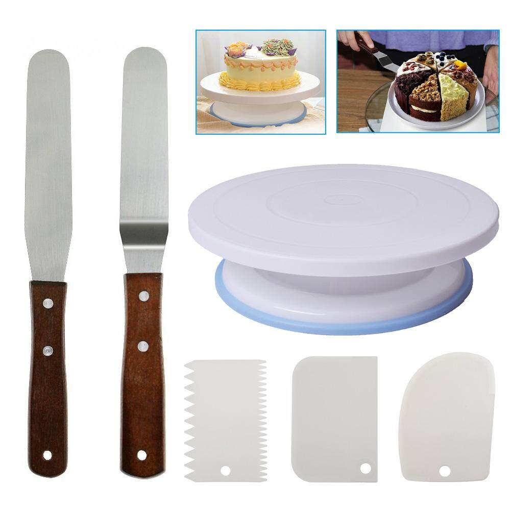 PALIGHT 1 เซ็ตเค้กจานหมุนเค้กกับหวีและไอซิ่งนุ่มนวล + ไอซิ่งไม้พาย - นานาชาติ