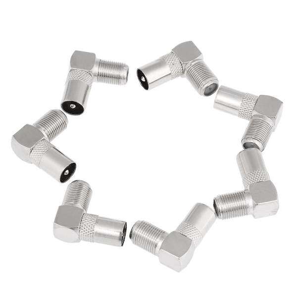 Zinc Alloy British F Female to TV 9.5mm Male Connector Nickel Plated 90° Right Angle Satellite Antenna RF Coax Adapter F Type Whorl Female to 9.5mm Male 10PCS Malaysia