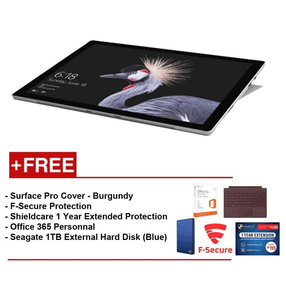 NEW Microsoft Surface Pro - Core i5 8G/256GB Free Surface Pro Type Cover (Burgundy) + Shieldcare 1 Year Extended Warranty + F-Secure EndPoint Protection + Seagate 1TB External Hard Disk(Blue) + Office 365 Personal Malaysia