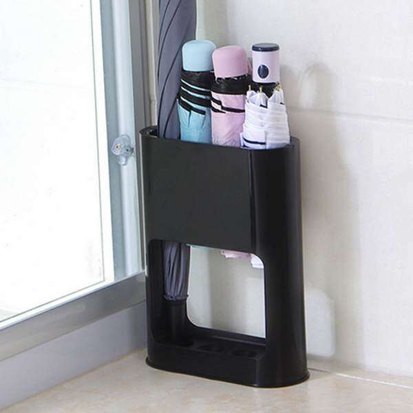 Universal 4-Slot Plastic Umbrella Stand Storage Holder Support Racks Shelve Organizer with Removable Drip Tray for Hallway Outdoor Indoor