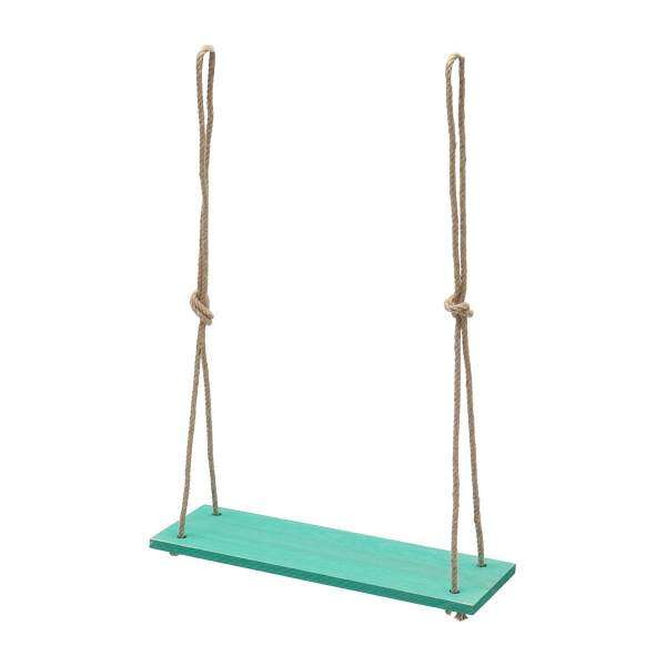 Solid Wood Wall Shelf Storage Floating Wall Shelf Rustic Vintage Rope Shelf Green 1 Tier