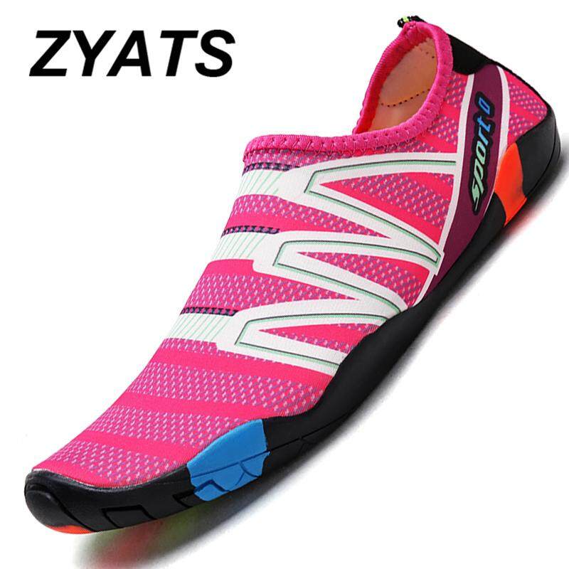 ZYATS รองเท้าน้ำผู้ชายและผู้หญิงคู่ผู้ปกครอง - รองเท้าเด็กเสื้อยืดผู้หญิงแฟชั่นคุณภาพว่ายน้ำและรองเท้าโยคะชายและหญิงท่องน้ำถุงเท้าสำหรับชายหาดรองเท้าขนาด 35-46