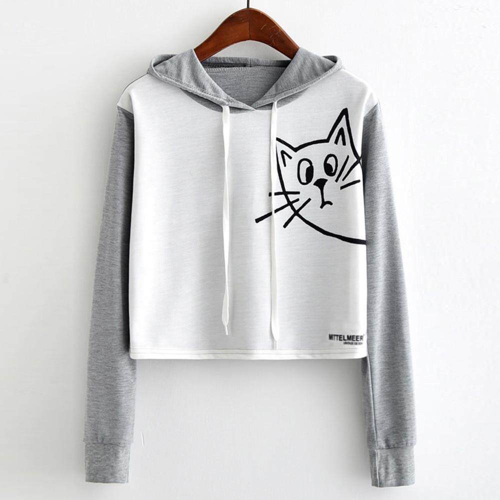 Joomia สตรีแขนยาว Cat เสื้อกันหนาว Hooded เสื้อสตรีแบบสวมทับ