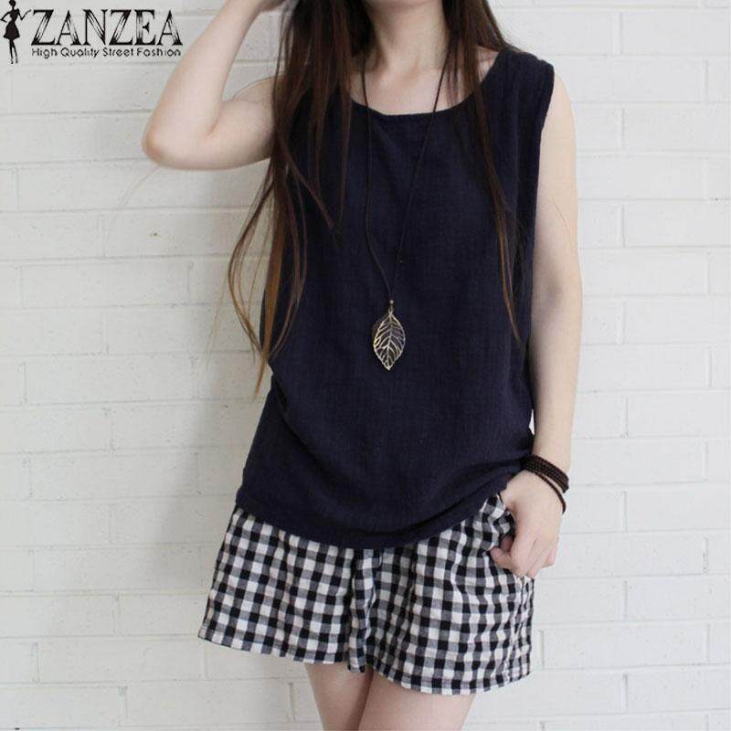 ZANZEA Women Sleeveless Tank Tops Casual Solid Blouse Shirt Tops Cami Camisole - intl