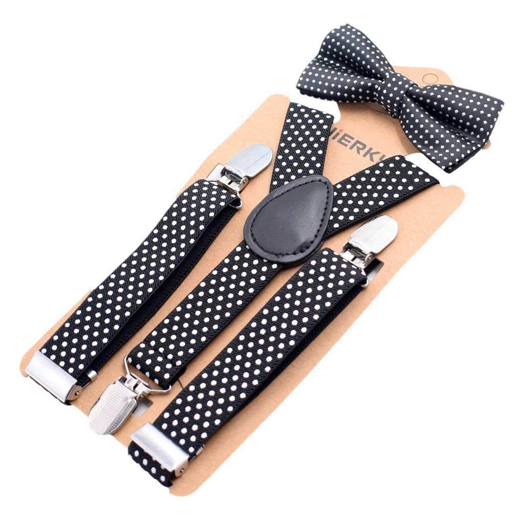 Bigood เด็ก Dot พิมพ์ Y Band สายรัดแบบปรับสายได้กับ Bowtie
