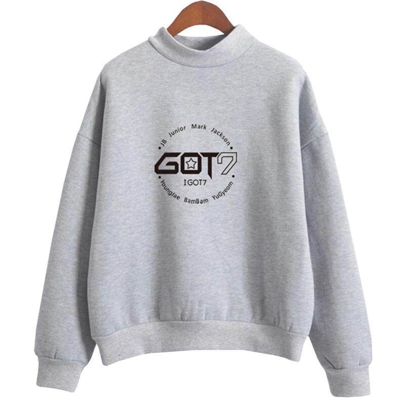 Kuhong Kpop GOT7 แฟชั่นสำหรับผู้หญิงพิมพ์ง่าย O - Neck แขนยาว Sweatshirt Kuhong Kpop GOT7 แฟชั่นสำหรับผู้หญิงพิมพ์ง่าย O - Neck แขนยาว Sweatshirt
