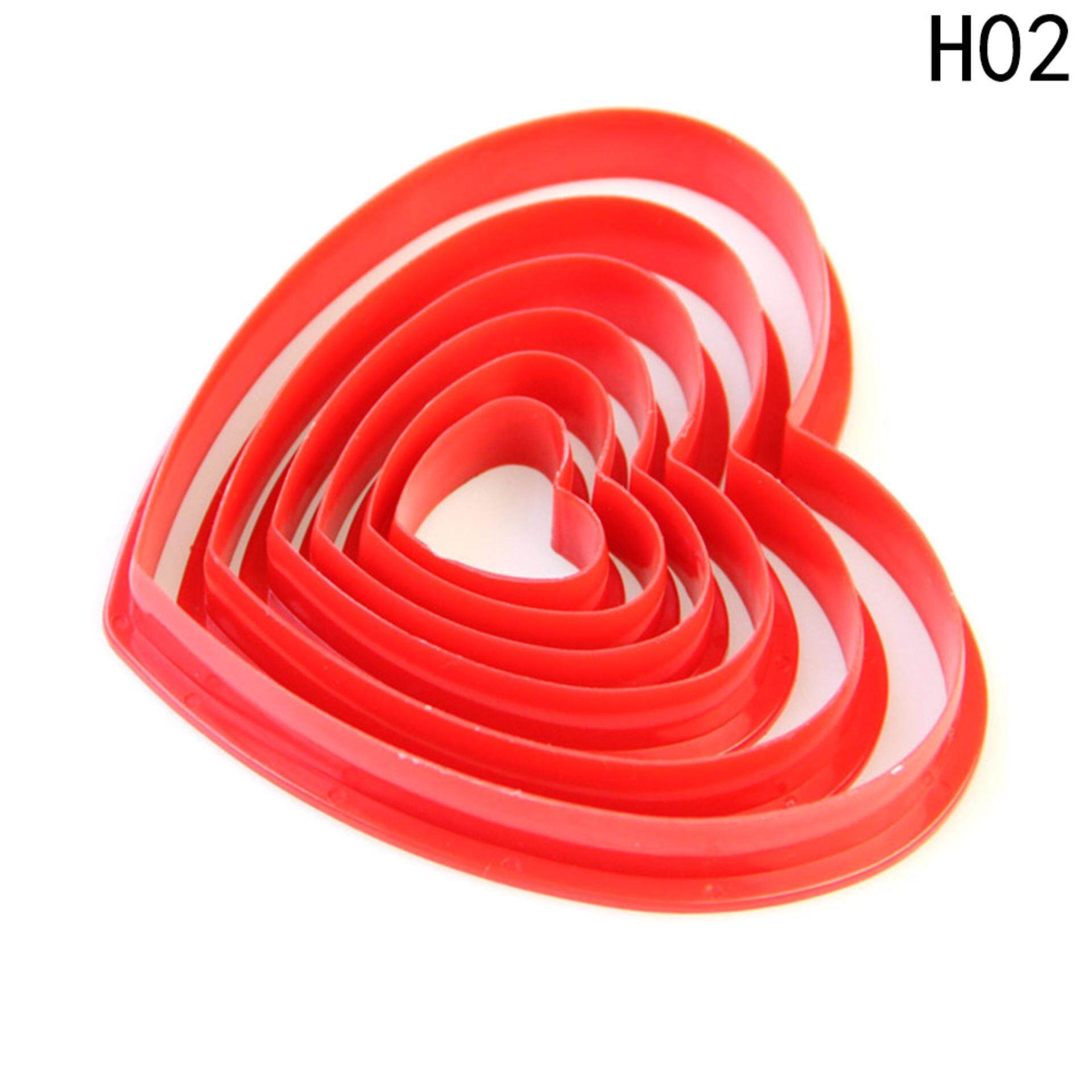 Fancyqube 6 ชิ้น 3D DIY Heart Star Christma6pcs 3D DIY ดาวประดับต้นคริสต์มาสเค้กคุกกี้แม่พิมพ์สำหรับตัดชุดเครื่องมืออบสำหรับตกแต่งคริสต์มาส H02 - INTL