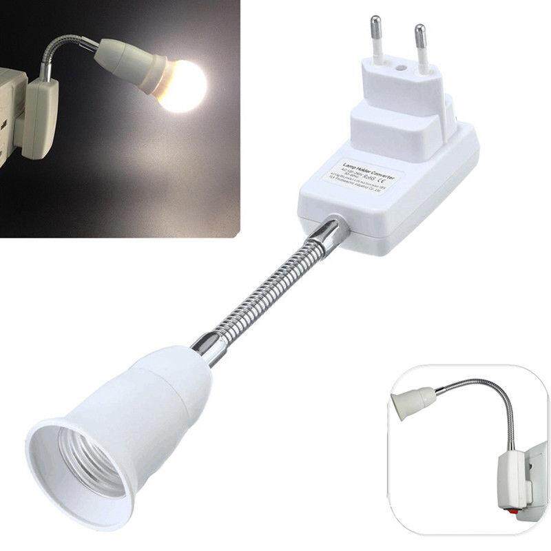 E27 Đui đèn LED Ánh Sáng Đa Năng Linh Hoạt Điều Chỉnh Adapter Chuyển Đổi Ổ Cắm có Công Tắc Châu Âu Quy Định Cắm