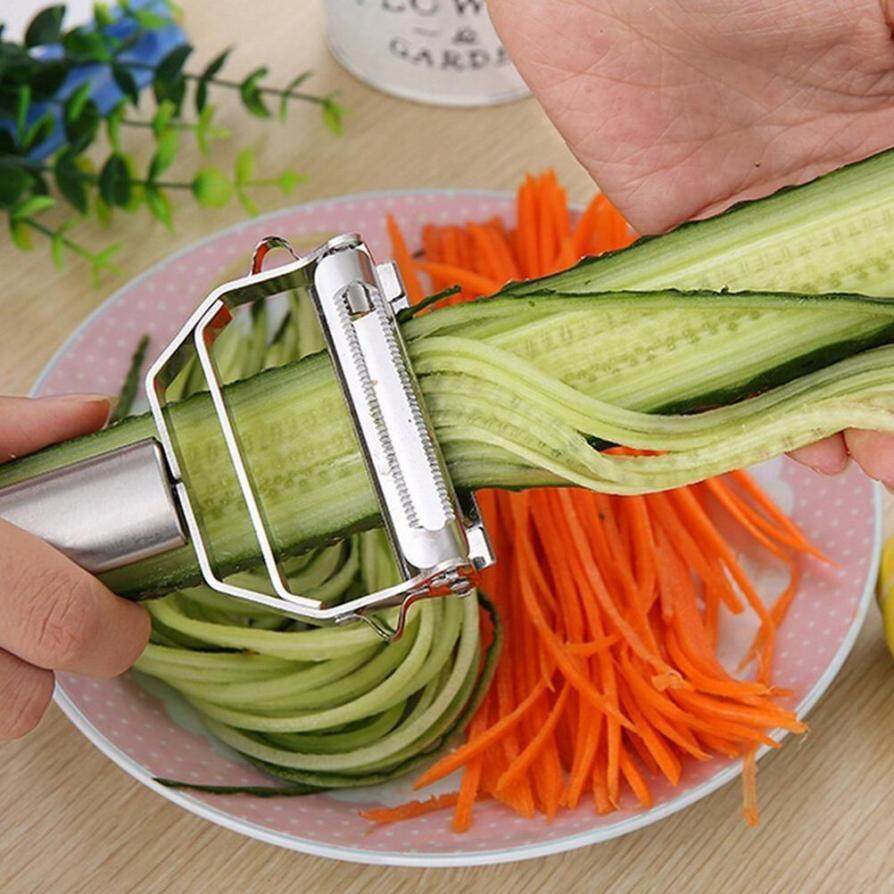 High Quality Stainless Steel Potato Cucumber Carrot Grater Julienne Peeler Vegetables Fruit Peeler Double Planing Grater Kitchen Gadget Chenhouyuan Silver