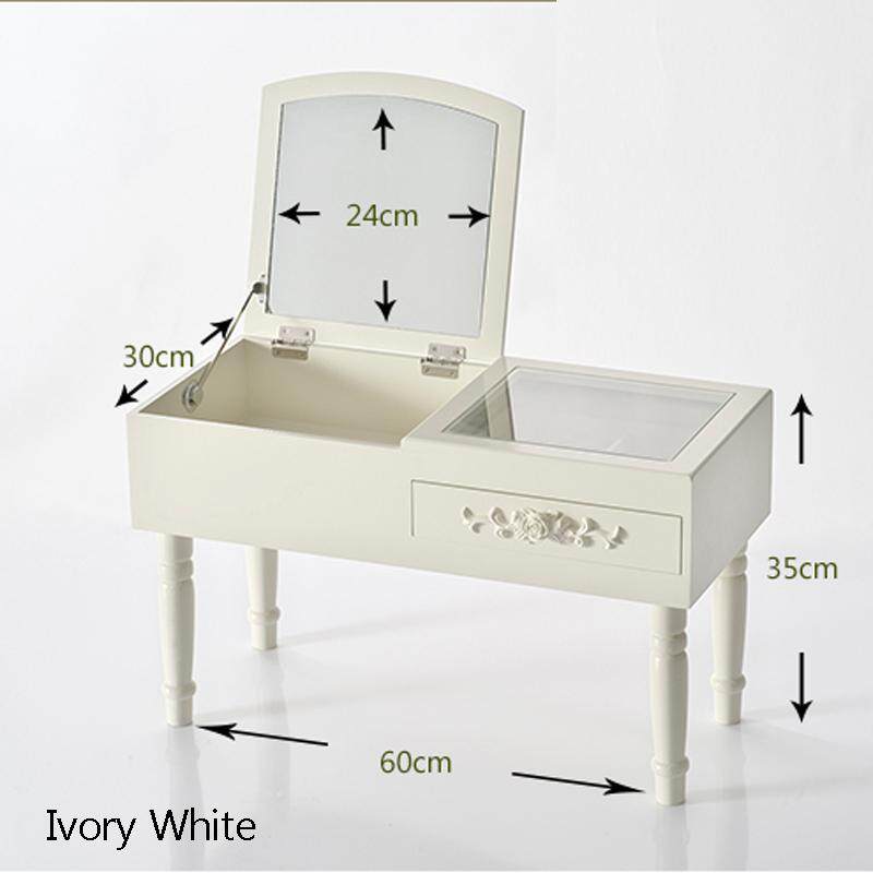 RuYiYu - โต๊ะเครื่องแป้งชุดกระจกพับเก็บได้, 1 ลิ้นชัก, 4 Organizer แต่งหน้าโต๊ะเครื่องแป้ง, ASSEMBLY Easy, ของขวัญสำหรับแม่ - INTL