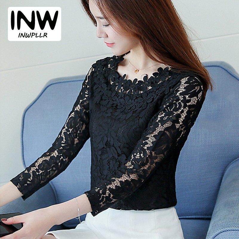 INWPLLR ใหม่ฤดูใบไม้ร่วงเสื้อสตรีลูกไม้ปิดไหล่เสื้อแฟชั่นเกาหลีแขนยาวเสื้อดอกไม้สุภาพสตรีเสื้อผู้หญิงเย็บปะติด INWPLLR ใหม่ฤดูใบไม้ร่วงเสื้อสตรีลูกไม้ปิดไหล่เสื้อแฟชั่นเกาหลีแขนยาวเสื้อดอกไม้สุภาพสตรีเสื้อผู้หญิงเย็บปะติด