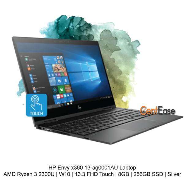 HP Envy x360 13-ag0001AU Laptop- AMD Ryzen 3 2300U| W10| 13.3 FHD Touch| 8GB| 256GB SSD| Silver Malaysia