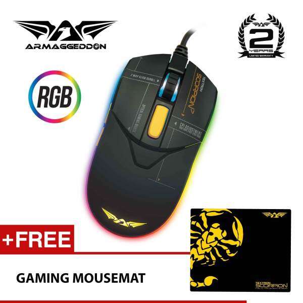 Scorpion 7 RGB Gaming Mouse 4800CPI (Free Gaming Mousemat) by Armaggeddon Malaysia