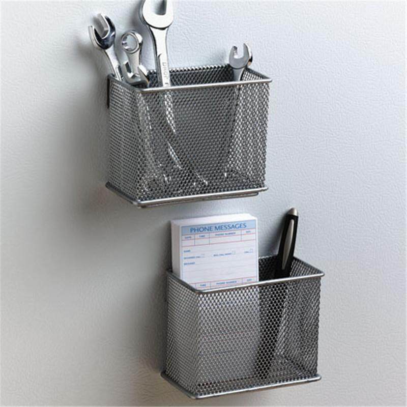 Wall Mount ที่เก็บข้อมูลแม่เหล็กตะกร้าโลหะห้องครัวชั้นเก็บของตู้เย็นเอกสารต่างๆที่แขวนสิ่งของเงินสี่ขนาด # XL - INTL