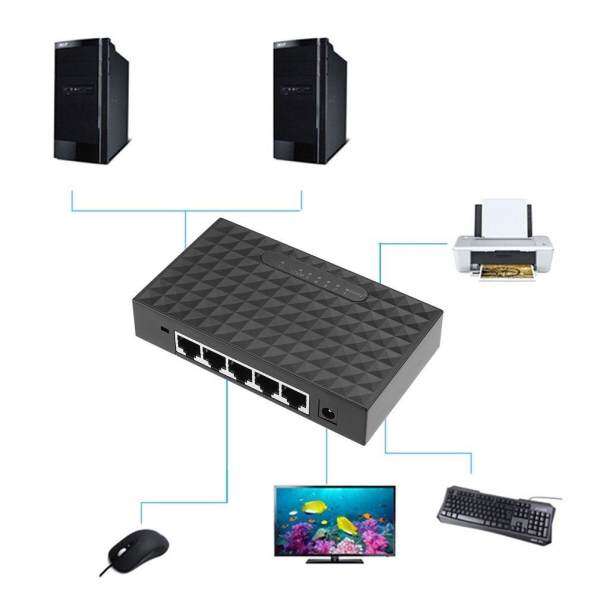 GETEK 5 Port 100/10 Mbps Desktop Ethernet Network LAN Power Adapter Switch Hub