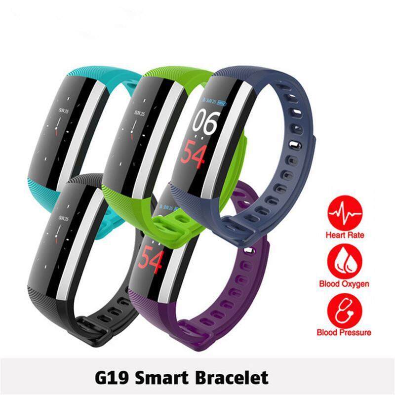 มาใหม่ล่าสุดสีจอ OLED G19 Smart Band ความดันโลหิตสายรัดข้อมือวัดอัตราหัวใจสายรัดข้อมือฟิตเนสสร้อยข้อมือสมาร์ทอุปกรณ์สวมใส่